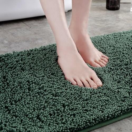Soft Bathroom Mat Home Shower Anti-Slip Microfiber Chenille Bath Rug Water Absorption Carpet for Kitchen Living Room Floor Mats