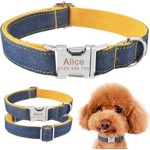 Red Floral Small Large Pet Personalized Dog Collar Puppy Tag Name Free Engraved