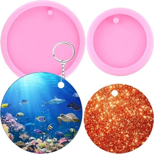50mm/78mm Super Glossy Round Silicone Keychain Mold Circle Epoxy Craft Resin Moulds Polymer Clay Jewelry Making Pendant Molds