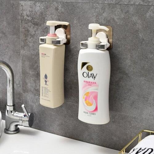Multifunction Bathroom Adhesive Rack Holder Wall Storage for Body Wash Shampoo Bottle Wall Mounted Self Sticky Hooks Strong