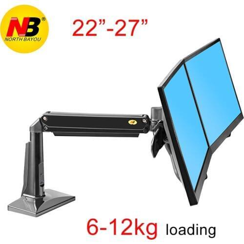 Northbayou F27 10"-27 inch full motion air press gas spring daul lcd monitor stand desktop tv bracket 360 rotate 6-12kg