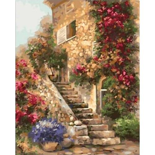 PhotoCustom Oil Paint By Numbers Kits Painting By Numbers For Adult On Canvas Frame 60x75cm Handpaint DIY Landscape Draw Number