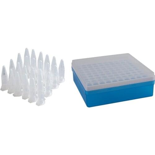 100PCS 1.5Ml Lab Mini Plastic Test Tube Centrifuge Vial Snap Cap 42X11Mm Clear with 1 Pcs Centrifuge Tube Box Clear Blue