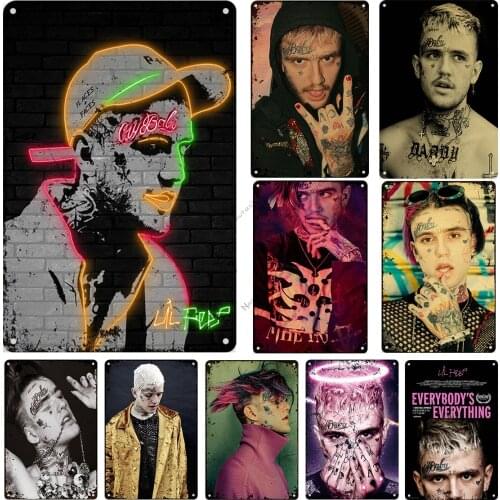 Rapper Lil Peep Wall Plate Singer Band Tin Sign Rusty Metal Plaque Vintage Metal Poster Music Metal Signs Home Bar Club Decor