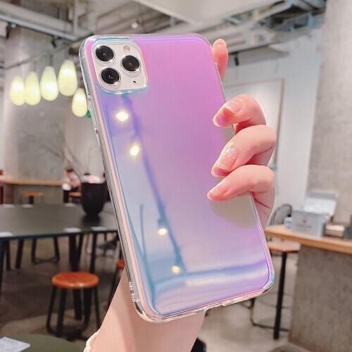 Luxury Laser Aurora Case for iPhone 11 7 8 Plus XS MAX XR X Glitter Clear Silicone Soft Cover for iPhone SE 2020 11 12 Pro Max
