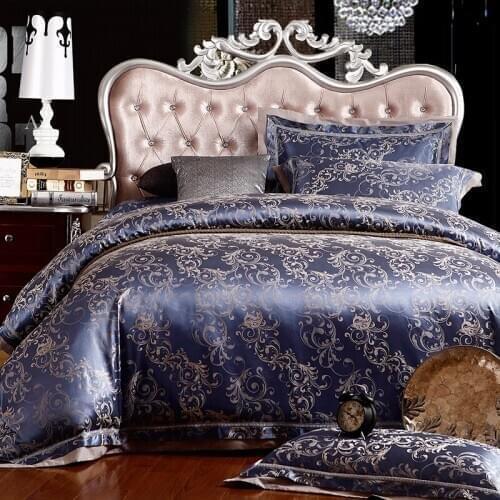 Luxury King Queen Wedding Bedding Sets Satin Cotton Jacquard Bed sheet Duvet cover Pillowcases 4/6pcs White Green blue silver