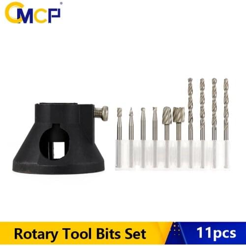 Rotary Tool 11pcs Routing Router Drill Bits Set Dedicated Locator with Twist Drill Bit Wood Rotary Files Power Tools Accessories