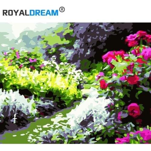 ROYALDREAM Flower brook Diy digital painting by digital modern wall art pictures for the home wall art works