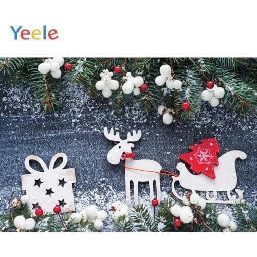 Yeele Christmas Deer Gifts Backgrounds For Photography Winter Snow Snowman Gift Baby Newborn Portrait Photo Backdrop Photocall
