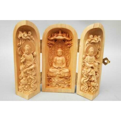 A hand-carved Buddha statue of sakyamuni from Chinese boxwood