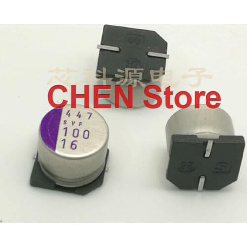 20PCS/50PCS SANYO OS-CON SVP 16V100UF 10X8MM Main board SMD Polymer Solid Electrolytic Capacitor 100UF 16V Low ESR 16SVP100M