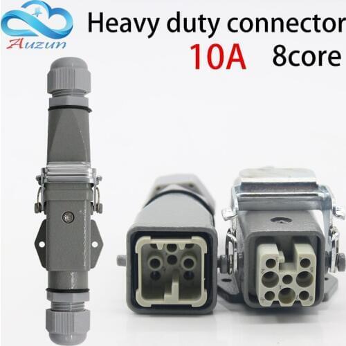 Heavy-duty connector 8(7 + 1) 10A 500V HA-005-8 is Horizontal cold pressure docking heat flow