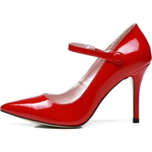 2018 New Fashion Stiletto Shoes Sexy Pointed Toe 10 CM High Thin Heels Pumps Shallow Red Black Party Woman Dress Shoes