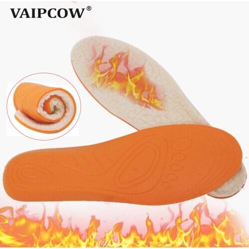 VAIPCOW Keep Warm Heated Insole Cashmere Thermal Insoles Thicken Soft Breathable Winter Sport Shoes For Man Woman Boots Pad Sole