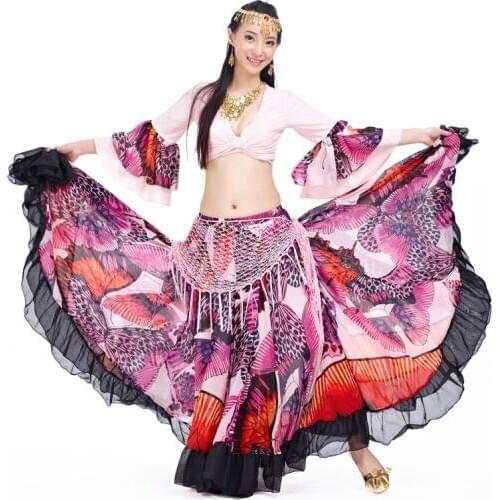 2018 High quality cheap gypsy belly dance skirts for women big flowers dance costume NMMQB01