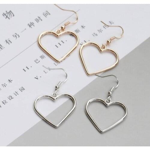 Women Fashion Hollow Geometric Sweet Golden Heart Earrings Party Jewelry Exquisite Gift