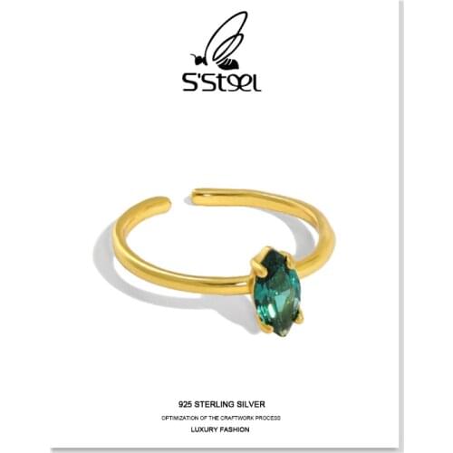 SSTEEL Zircon Ring Sterling Silver 925 Gift For Women Minimalist Gold Personalized Open Ring Bijoux Argent 925 Fine Jewellery