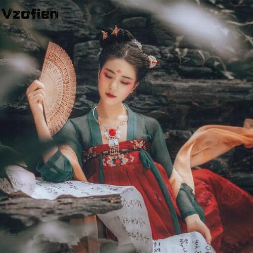 Hanfu Women Chinese Traditional Embroidered Princess Dance Dress Oriental Style Tang Dynasty Ancient Fairy Folk Dance Costume