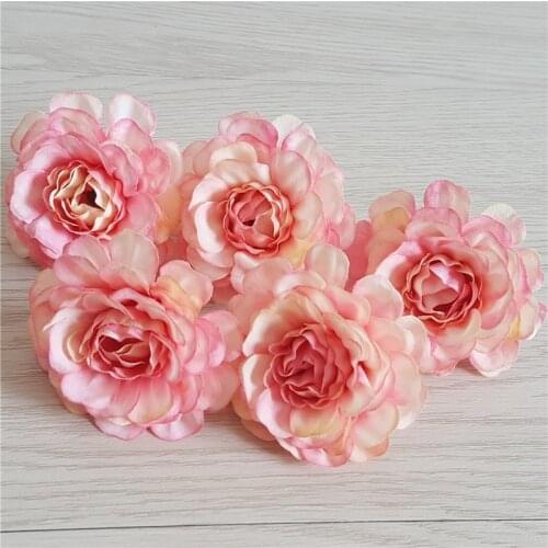 10 pieces / digit artificial flower 5cm pink silk flower head wedding banquet home decoration DIY crown scrapbook craft fake flo