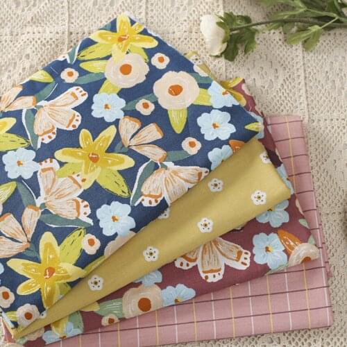 160x49cm Vintage Big Flower Pink Lattice Twill Cotton Sewing Fabric, Making Clothes Bedding Home Decoration Cloth