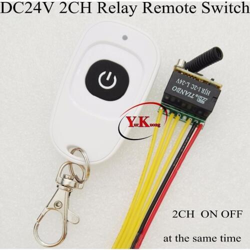 2 channel ON OFF at the same time remote switch DC 24V 2CH Mini Relay Contact RF Wireless Switch 433 DPDT Relay Remote Control