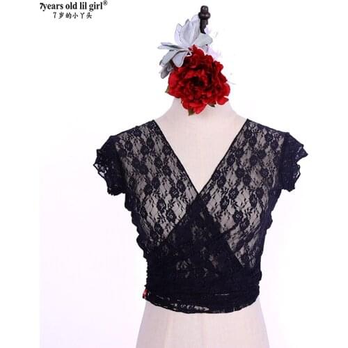 2021 Tribal Belly Dance Bolero Lace Top Short Sleeves Women Sexy Female ClothesDH71