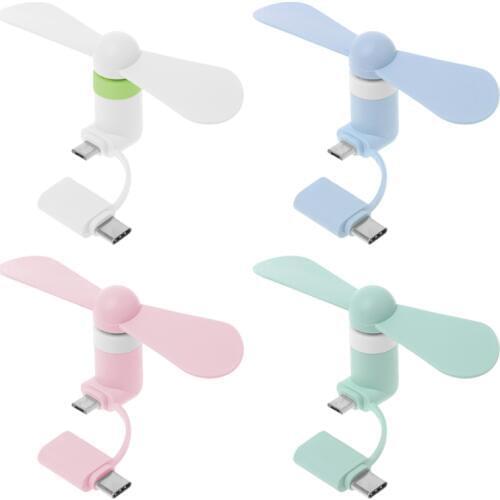 2in1 Type C Micro USB Mini Fan Cooler for Samsung Xiaomi Huawei HTC Cell Phone
