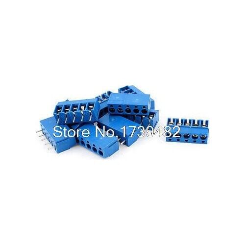 300V 16A TY300 5P 5 Position 5mm Pitch Screw Terminal Barrier Blocks Blue 10pcs