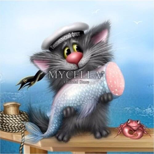5D DIY Diamond Painting Animals Mouse & Fish Cross Stitch Diamond Embroidery Home Decor Needlework Full Round Diamond Mosaic