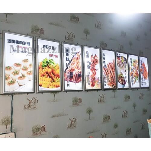 8PCS X A2 18MM Thickness Slim Curved Aluminum Snap Frame High Bright LED Menu Light Boxes,Menu Display Boards