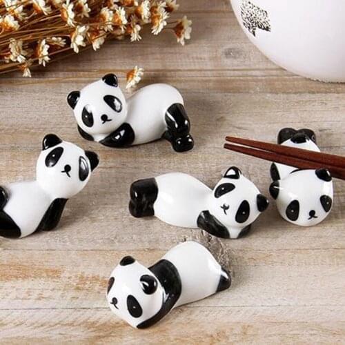 8pcs/set Chopstick Rack Shelf Holder Kitchen Tableware Table Decoration Ceramic Cute Panda Shape Chopstick Rest Stand Health
