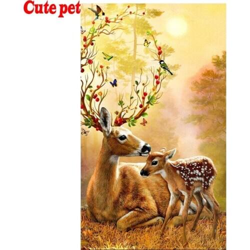Diamond Embroidery,Full,DIY,Diamond Painting"Forest Elk&Birds"Cross Stitch,Diamond Mosaic,Bead Picture,large Home Decor