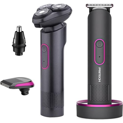 Professional men IPX6 rotate shaver and hair tirmmer electric razor rechargeable dry and wet facial shaving or haircut tool