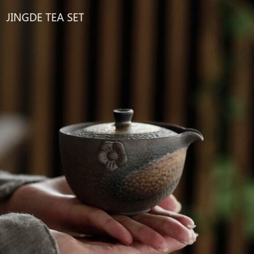 Boutiques Ceramics Teapot Firewood Kiln Change Stoneware Tea Tureen Travel Portable Tea pots Tea Ceremony Supplies 140ML