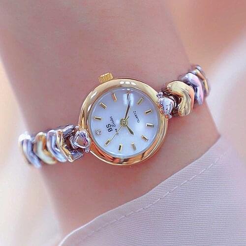 Korean Luxury Golden Silver Love Chain Womens Watch Elegant Small Dial Waterproof Quartz Bracelet Wrist Watch Relojes Mujer