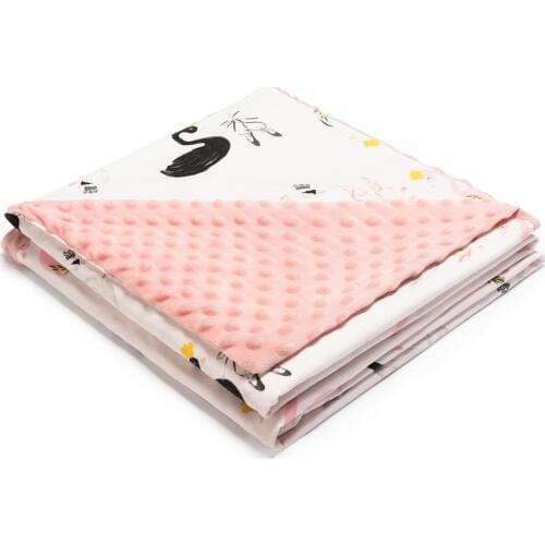 Reversible Unisex Childrens Soft Baby Blanket Minky Dot Coral Fleece Soft Thermal Swaddling Wrap Bedding Set Cotton Quilt