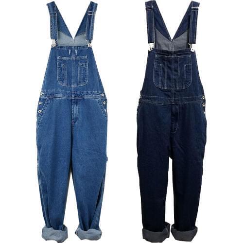 Jeans Hot 2020 Mens Plus Size Overalls Large Size Huge Denim Bib Pants Fashion Pocket Jumpsuits Male Free Shipping Brand 48 50