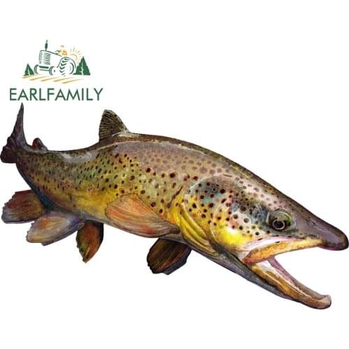 EARLFAMILY 13cm x 7.8cm The Wild Brown Trout Sticker Boat Kayak Decals Car Truck Window Car Sticker Waterproof Car Accessories