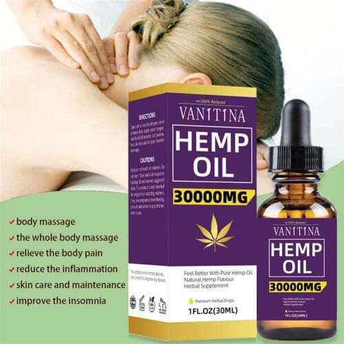 30000mg Pure Hemp Essential Oil Anti-anxiety Reduce Pressure Pain Relief SPA Body Massage Essential Oil Improve Sleeping