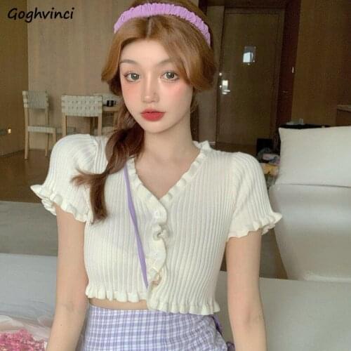 T-Shirts Women 6 Colors Knitted Folds Summer Hot Tees Leisure V-Neck Sexy Solid Streetwear Preppy Clothing Ladies Slim Simple