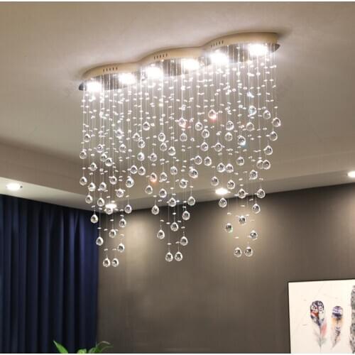 Dining Room Strip Crystal Hanging Lamp Modern Rectangular Art Restaurant Dining Table Crystal Pendant Light Bar Crystal lighting
