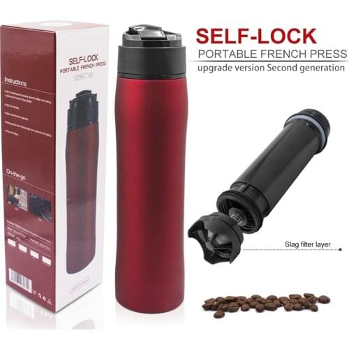 Portable French Press Coffee Maker Insulated Travel Mug Premium Group for Coffee & Tea