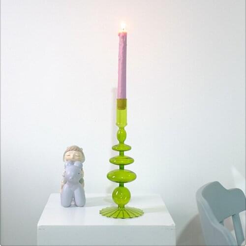 Candlesticks Holders Retro Glass Classic Craft Candlesticks Holders for Wedding Decorations Glass Candle Holder