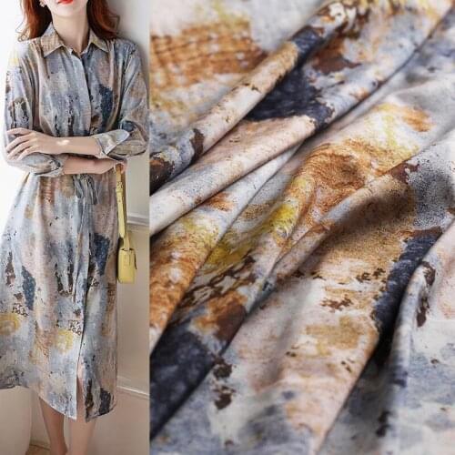 Red Raspberry 18momme Elastic Crepe Silk Flowers Printed Fabrics Garment Materials Women Dress DIY Sewing Cloth Freeshipping