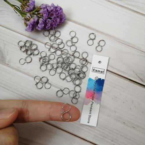 Camal 100pcs 13mm Round Double Ring Hook Connector for Crystal Prism Bead Chandelier Pendant Wedding Lighting Accessories