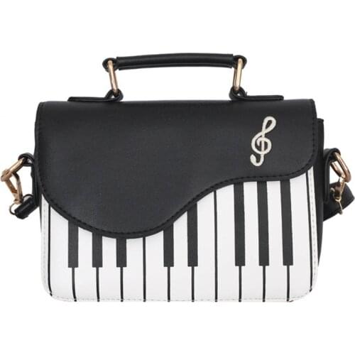 M68C Women Girl Piano Shape PU Leather Handbag Top-handle Shoulder Messenger Crossbody Bag Satchel Tote Purse