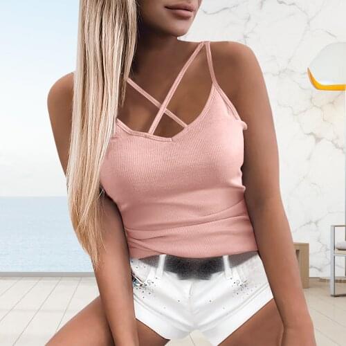Women Cross Strap Tank Tops Ladies Sexy V-Neck Cami Tops Tee Fashion Vest Summer Camisole Women Casual Sleeveless Female blusas