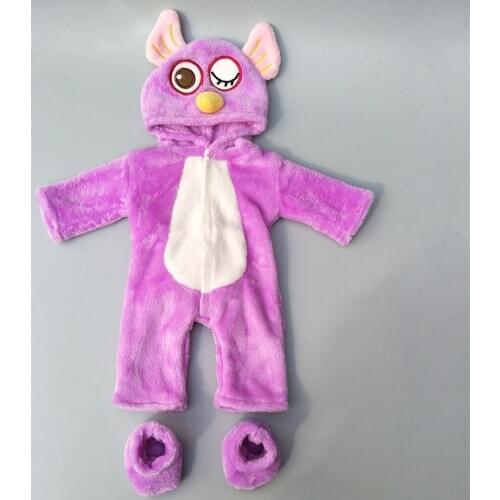 40cm doll clothes for 38cm Baby doll clothes fur cartoon animal jumpsui set for 17 inch doll clothes