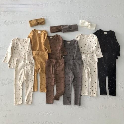 Melario Newborn Kid Baby Boy Girl Clothes Spring Autumn Long Sleeve Bodysuit Set Top and Pant Suit Print Baby 2Pcs Clothing Set