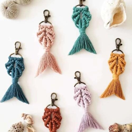 Miwens 2021 Trendy Fishtail Tassel Keychain Women Handmade Fringe Key Chians Key Rings for Female Girls Holiday Jewelry Gifts
